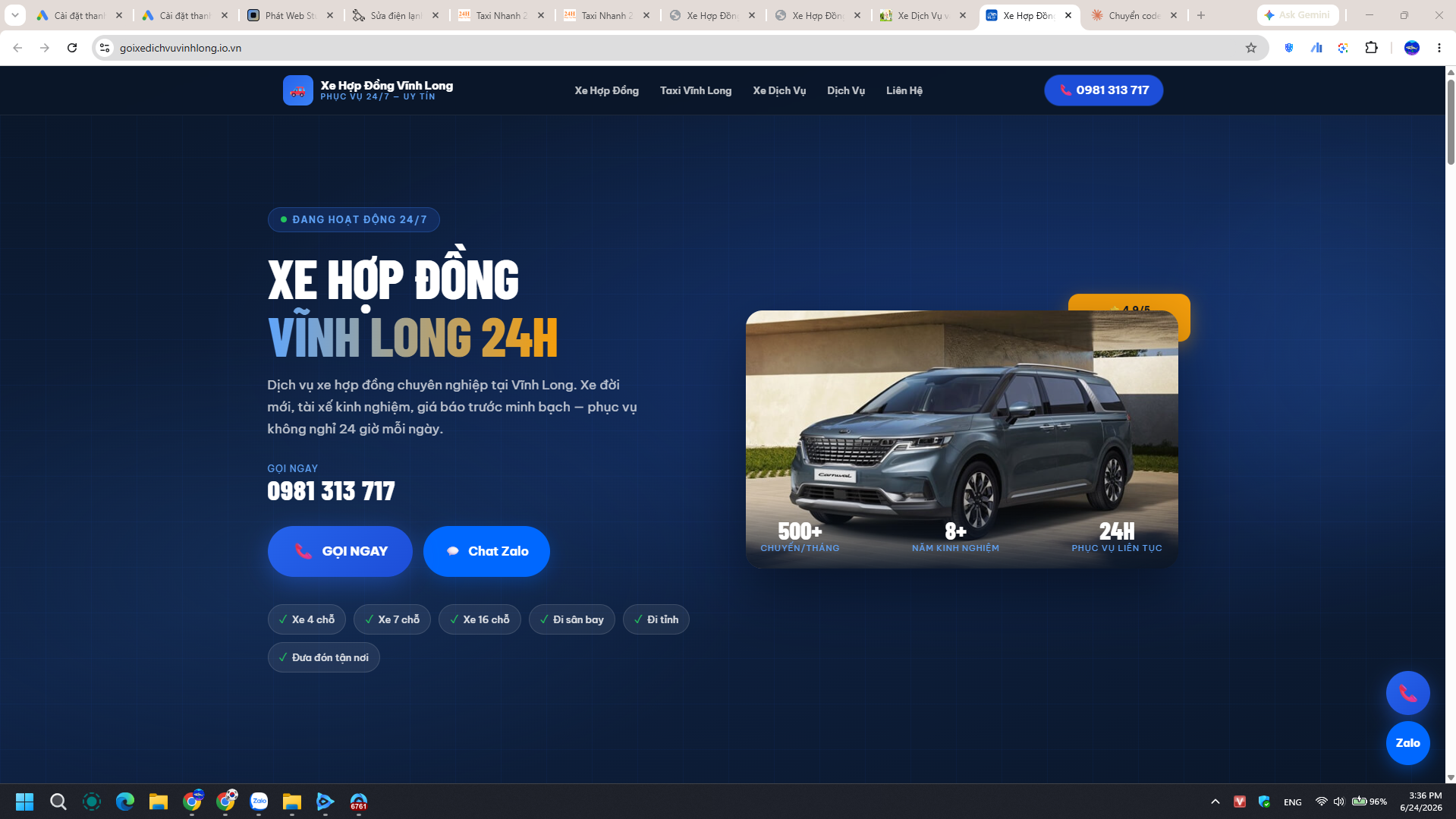 Xe Dịch Vụ Vĩnh Long